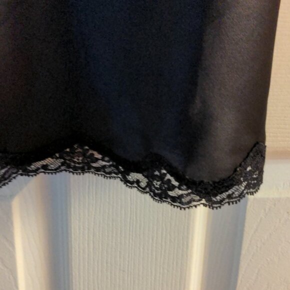 NWT Victoria's secret sexy black satin slip adjustable straps split side lace - Picture 3 of 8